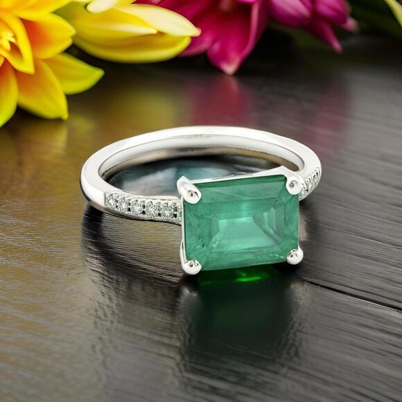 Natural Emerald Diamond Ring Size 6.5 14k Gold 1.95 TCW Certified $3,950 310582 - Picture 3 of 12